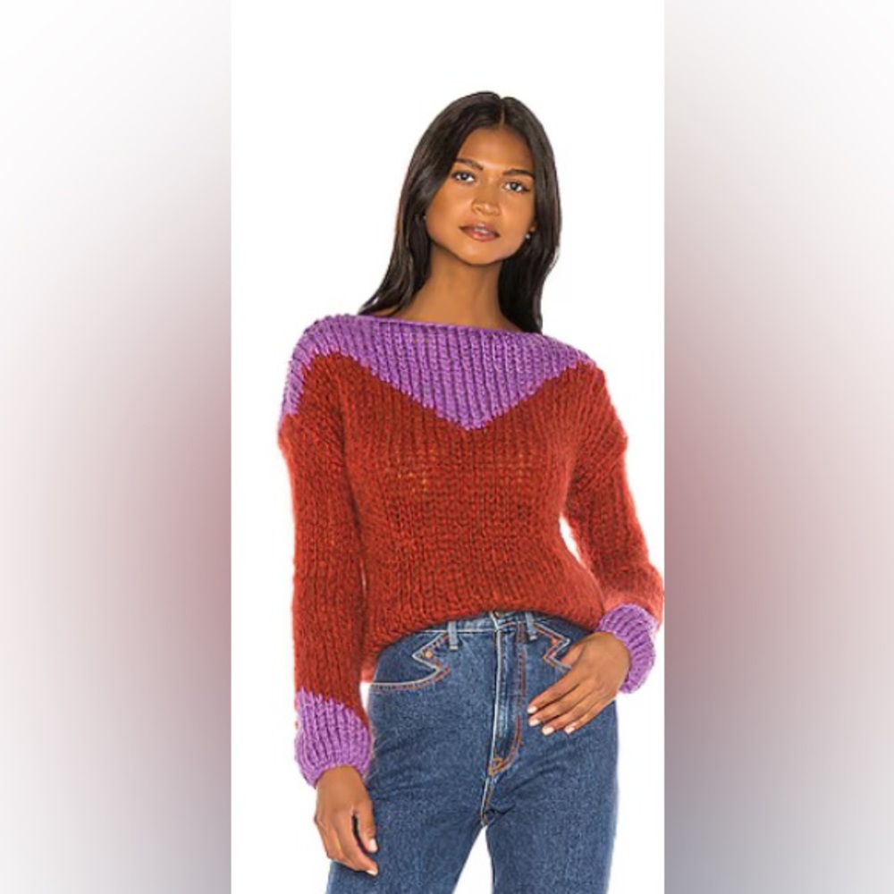 maiami Western Sweaterblouse in Rusty Red & Violet